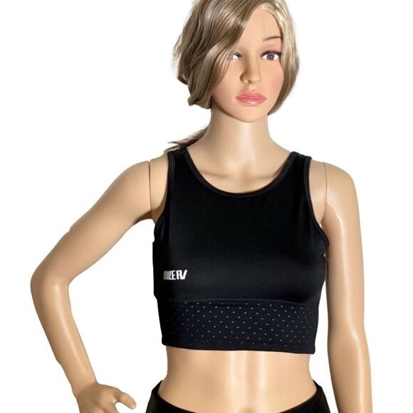 NEW Black and Gray Vented Sports Bra with Cross Back Detail Small NWOT - Picture 1 of 4